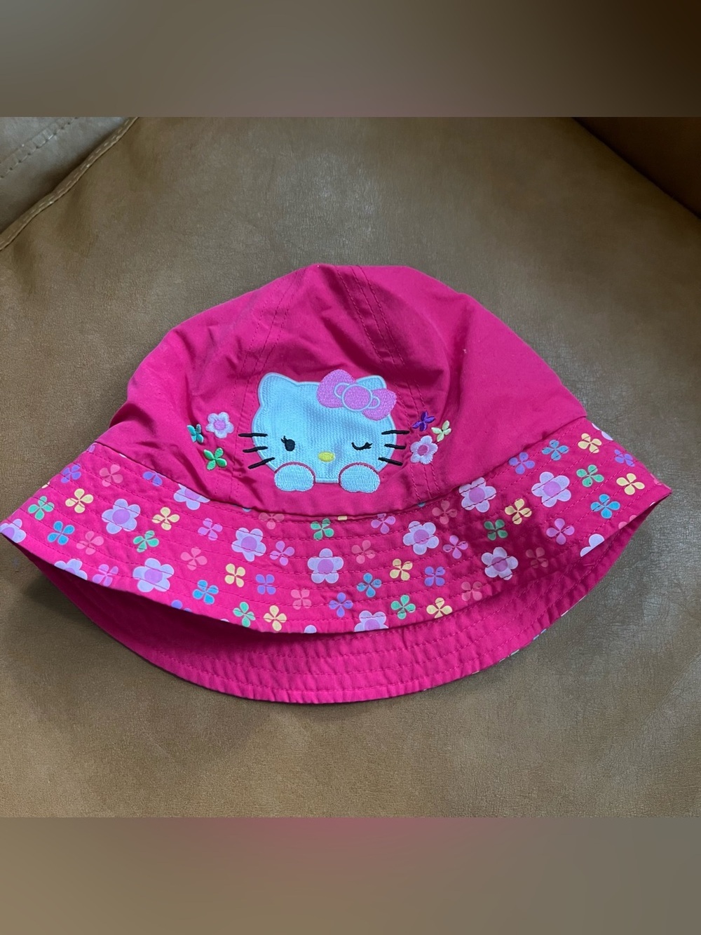 Sanrio Hello Kitty Girls' Pink Floral Bucket Hat Sun Hat